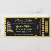 Zwart & Goud Feestticket Kaart (Voorkant)