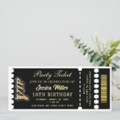 Zwart & Goud Feestticket Kaart (Staand voorkant)