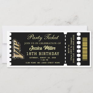 Zwart & Goud Feestticket Kaart