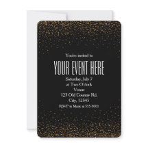 Zwart & Goud Fijne Glitter Chic Feest Uitnodiginge