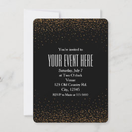 Zwart & Goud Fijne Glitter Chic Feest Uitnodiginge Kaart