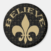 Zwart Goud Fleur de Lis Geloof Magneet (Voorkant)