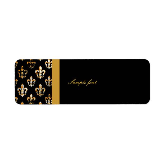 Zwart Goud Fleur de lis met harlekijn Etiket (Voorkant)