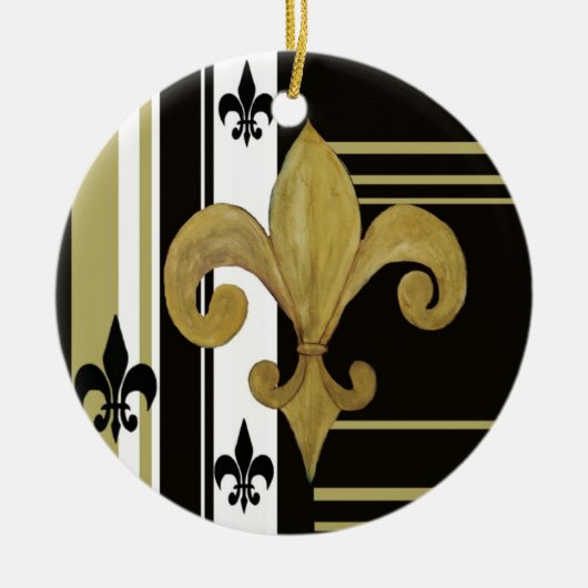 Zwart & Goud fleur de lis ornament (Voorkant)