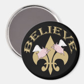 Zwart Goud Fleur de Lis Vliegende Varkens Magneet (Voorkant / Achterkant)