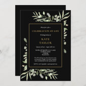 Zwart Goud Foliage Viering van het Leven Begrafeni Kaart (Voorkant / Achterkant)