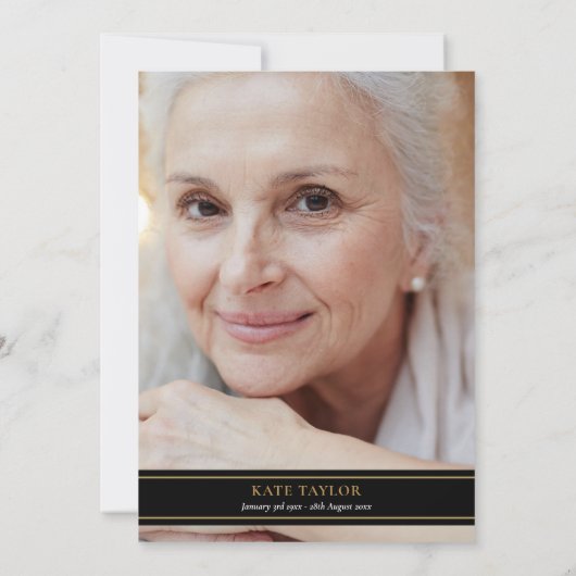 Zwart Goud Foliage Viering van het Leven Foto Kaart (Achterkant)