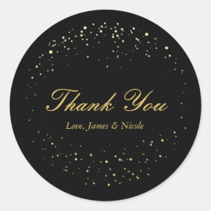 Zwart & Goud Folie Abstracte Cirkel Stippen Sticke Ronde Sticker