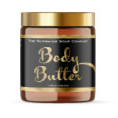 Zwart & Goud Folie Body Butter Pot Label  Waterfles Etiket