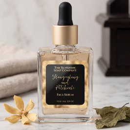 Zwart & Goud Folie Cosmetica Druppelfles Etiket