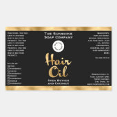 Zwart & Goud Folie Haarolie Fles Etiket met logo (Voorkant)