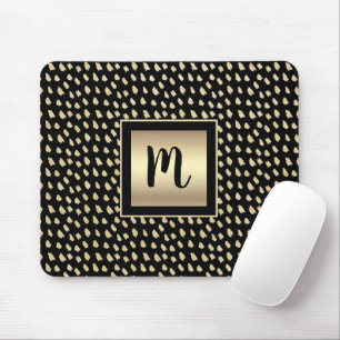 Zwart goud folie modern vet monogram script luxe muismat