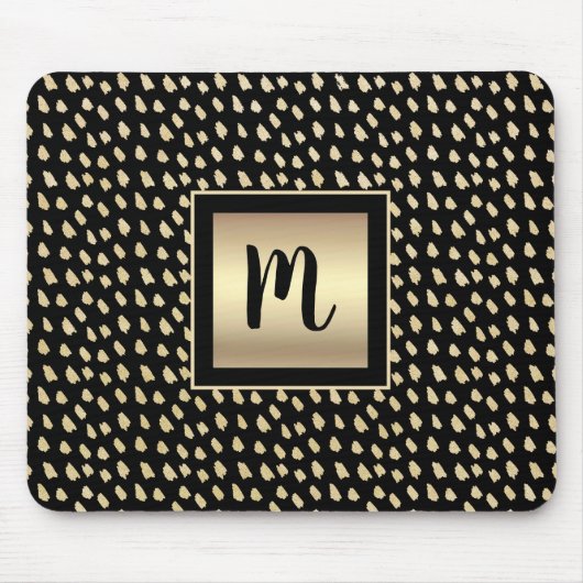 Zwart goud folie modern vet monogram script luxe muismat (Voorkant)