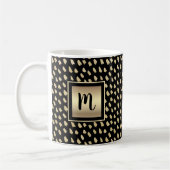 Zwart goud folie monogram script modern luxe vet koffiemok (Links)