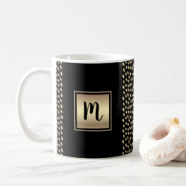 Zwart goud folie patroon monogram script modern koffiemok