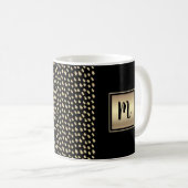 Zwart goud folie patroon monogram script modern koffiemok (Voorkant rechts)