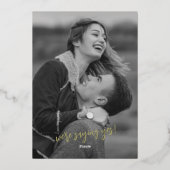 Zwart & Goud Folie Trouw/Verlovingsuitnodiging Folie Uitnodiging (Achterkant)