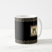 Zwart goud folie vet monogram script modern luxe koffiemok (Voorkant rechts)