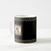 Zwart goud folie vet monogram script modern luxe koffiemok (Voorkant links)