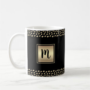 Zwart goud folie vet monogram script modern luxe koffiemok