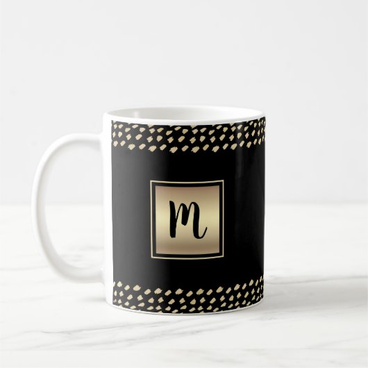 Zwart goud folie vet monogram script modern luxe koffiemok (Links)