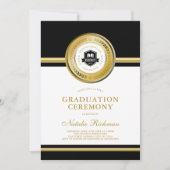 Zwart & Goud Formeel Afstuderen Ceremonie Foto Kaart (Voorkant)