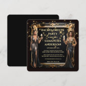 Zwart goud formele meisjes weekend weg bachelorett kaart (Voorkant / Achterkant)