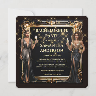 Zwart goud formele meisjes weekend weg bachelorett kaart