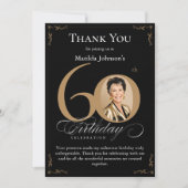 Zwart Goud Foto 60e Verjaardag Dank u Kaart (Voorkant)