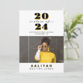 Zwart + Goud Foto Afstuderen Aankondiging (Staand voorkant)