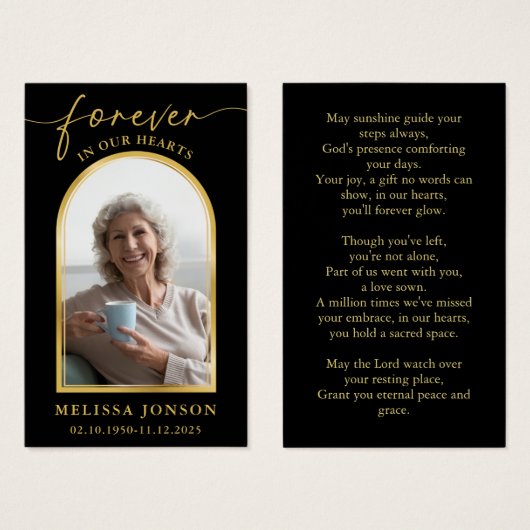 Zwart Goud Foto Begrafenis Gebed Kaart (Voorkant /achterkant)