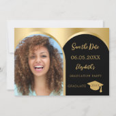 Zwart goud foto boog Graduation Party Save The Date (Voorkant)