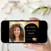 Zwart goud foto boog Graduation Party Save The Date