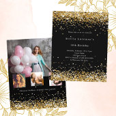 Zwart goud foto budget verjaardagsuitnodiging