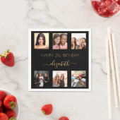 Zwart goud foto collage verjaardag servet (Insitu)