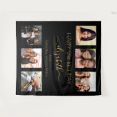 Zwart goud foto collage vrienden verjaardagsfeest wandkleed (Voorkant (horizontaal))