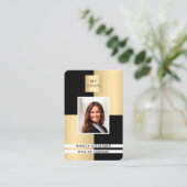 Zwart goud foto corporate logo QR code Visitekaartje (Staand voorkant)