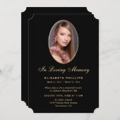 Zwart Goud Foto Memorial Service in liefdevolle he Kaart (Voorkant / Achterkant)