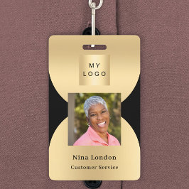 Zwart goud foto naam arch QR code business logo Badge