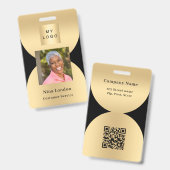 Zwart goud foto naam arch QR code business logo Badge (Voor- en achterkant)