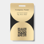 Zwart goud foto naam arch QR code business logo Badge (Achterkant)