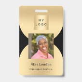 Zwart goud foto naam arch QR code business logo Badge (Voorzijde)
