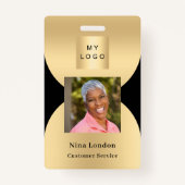 Zwart goud foto naam arch QR code business logo Badge (Voorkant)