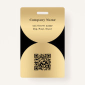 Zwart goud foto naam arch QR code business logo Badge (Achterkant)
