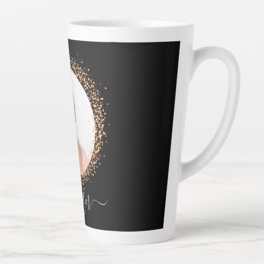 Zwart goud foto naam script latte mok (Rechts)