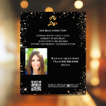 Zwart goud foto qr code promotiebedrijf logo flyer<br><div class="desc">Personaliseer en voeg uw bedrijfs logo,  naam,  adres,  jouw tekst,  foto,  uw eigen code QR aan uw website toe. Zwarte achtergrond,  witte tekst. Gedemoreerd met faux goud glitter sparkles.</div>