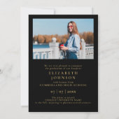 Zwart Goud Foto Script Afstudeer Uitnodiging (Achterkant)