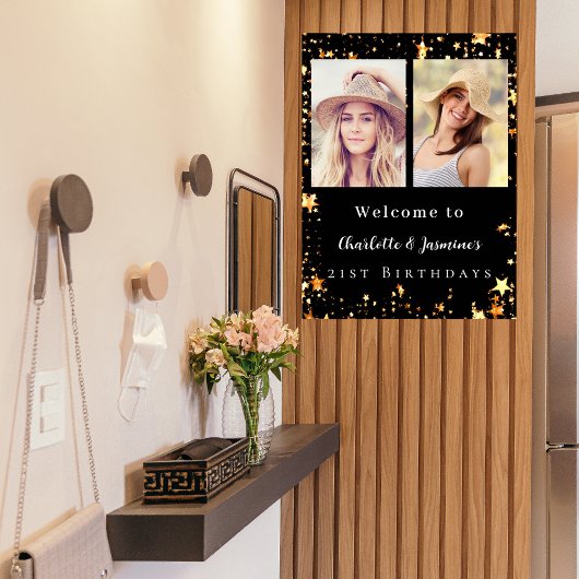 Zwart goud foto sterren 2 personen verjaardag welk poster