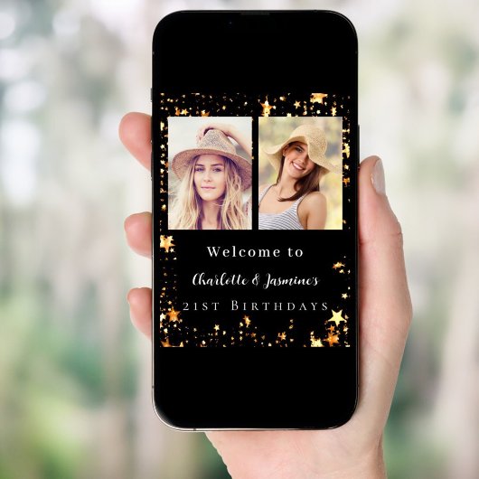 Zwart goud foto sterren 2 personen verjaardag welk poster