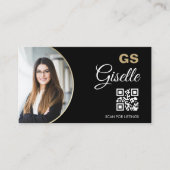 Zwart Goud Fotomonogram Realtor QR-code Visitekaartje (Voorkant)
